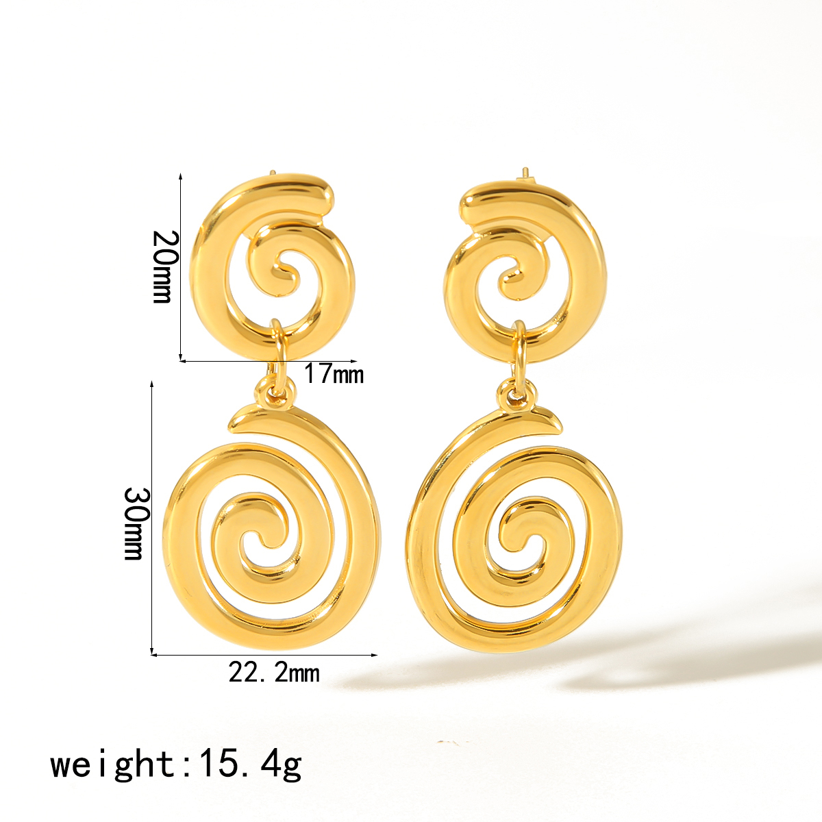 1 Pair Simple Style Spiral Stripe Polishing Plating 304 Stainless Steel 18K Gold Plated Drop Earrings display picture 7