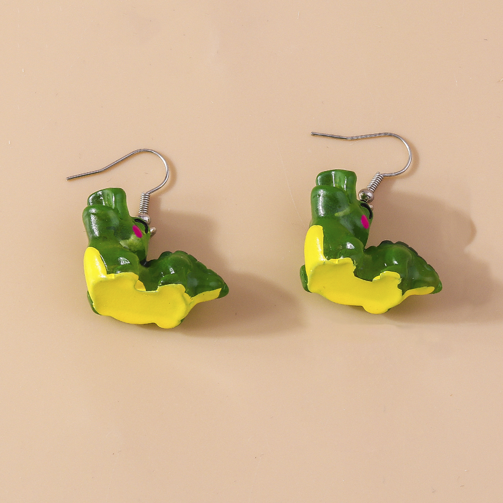 1 Pair Cute Crocodile Alloy Plastic Drop Earrings display picture 2