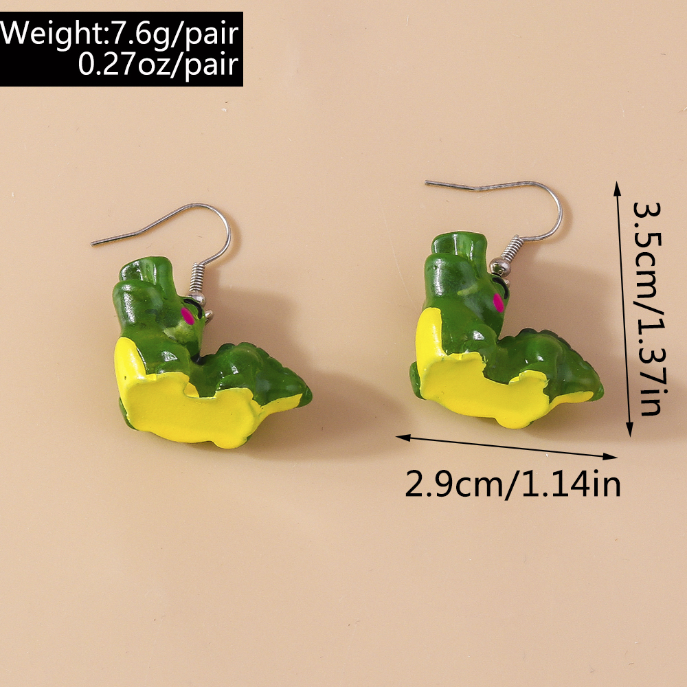 1 Pair Cute Crocodile Alloy Plastic Drop Earrings display picture 1