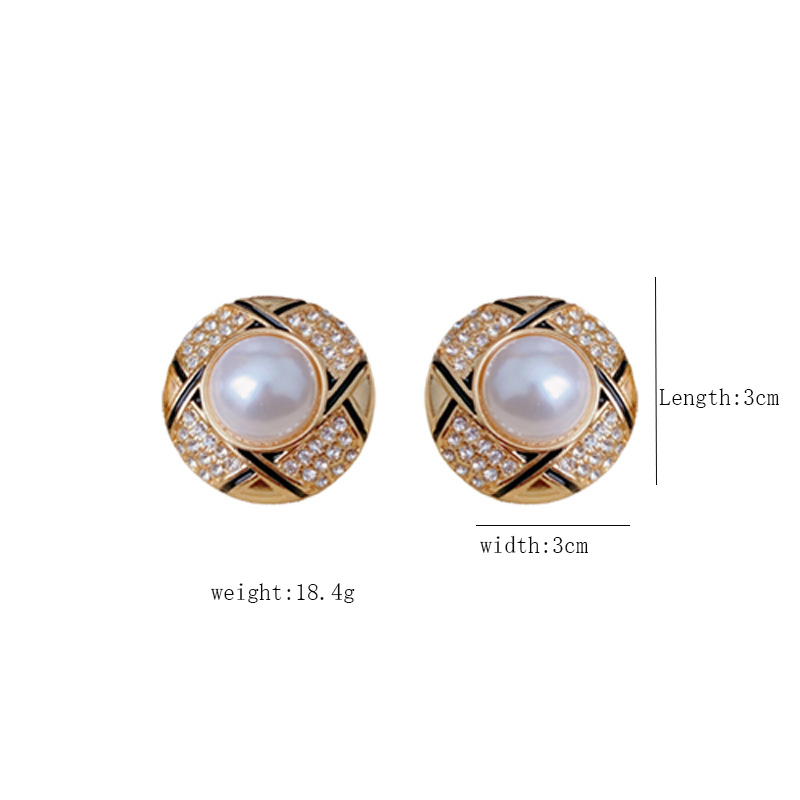 1 Pair Simple Style Round Inlay Alloy Zircon Ear Studs display picture 1