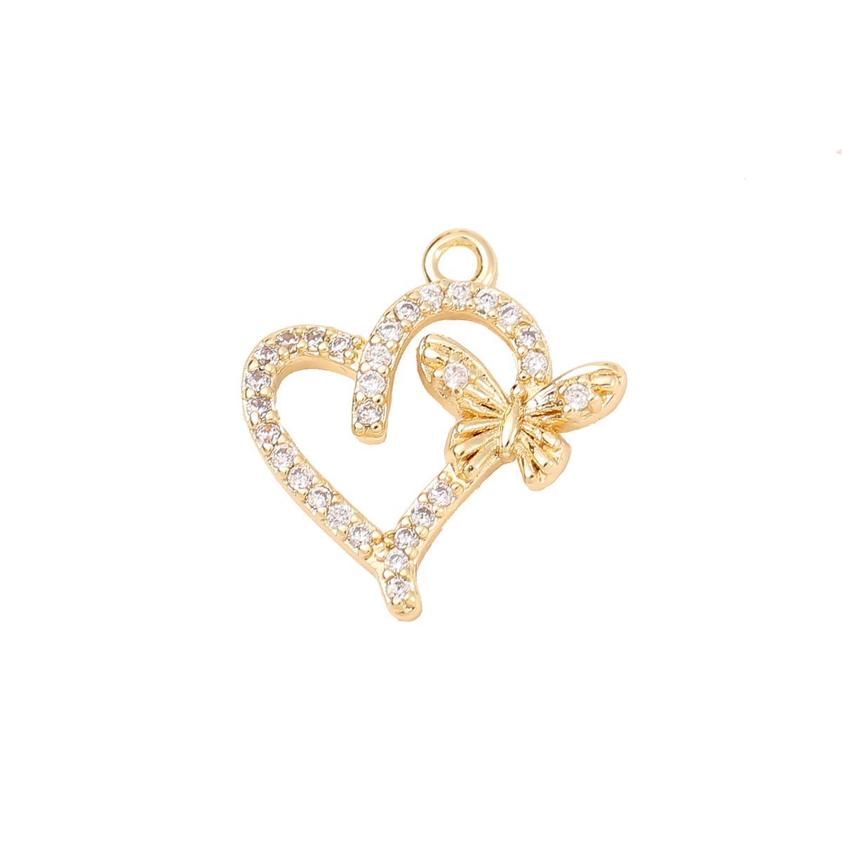 Style Ig Glamour Romantique Forme De Cœur Papillon Le Cuivre Placage Incruster Zircon Plaqué Or 18k Or Blanc Plaqué Bijoux Accessoires display picture 7