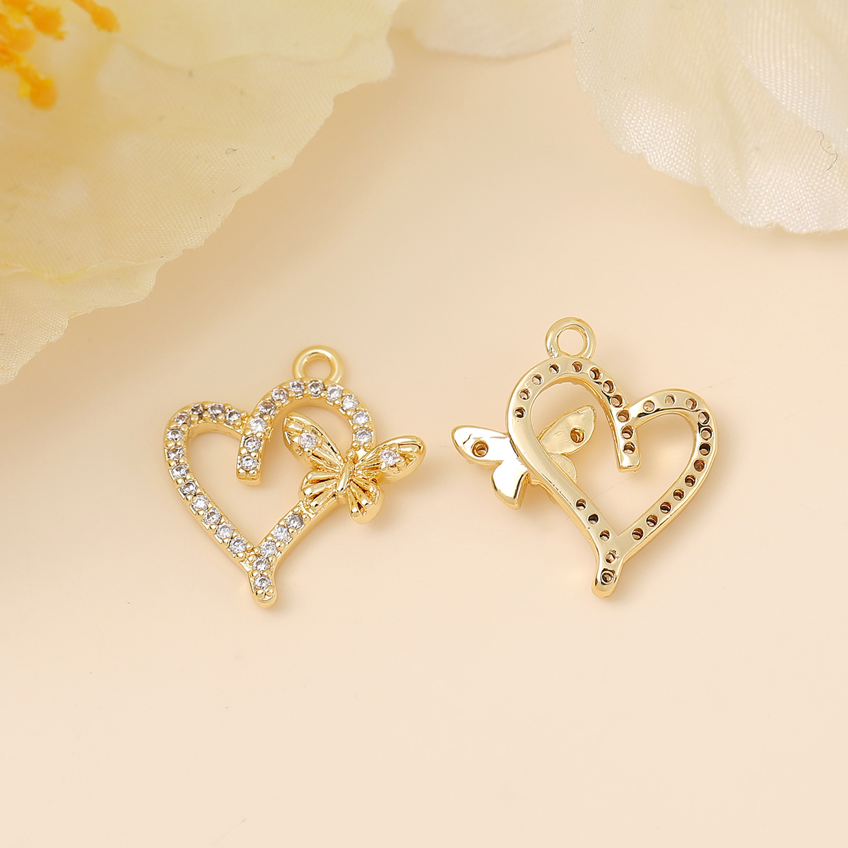 Ig Style Glam Romantic Heart Shape Butterfly Copper Plating Inlay Zircon 18k Gold Plated White Gold Plated Jewelry Accessories display picture 4