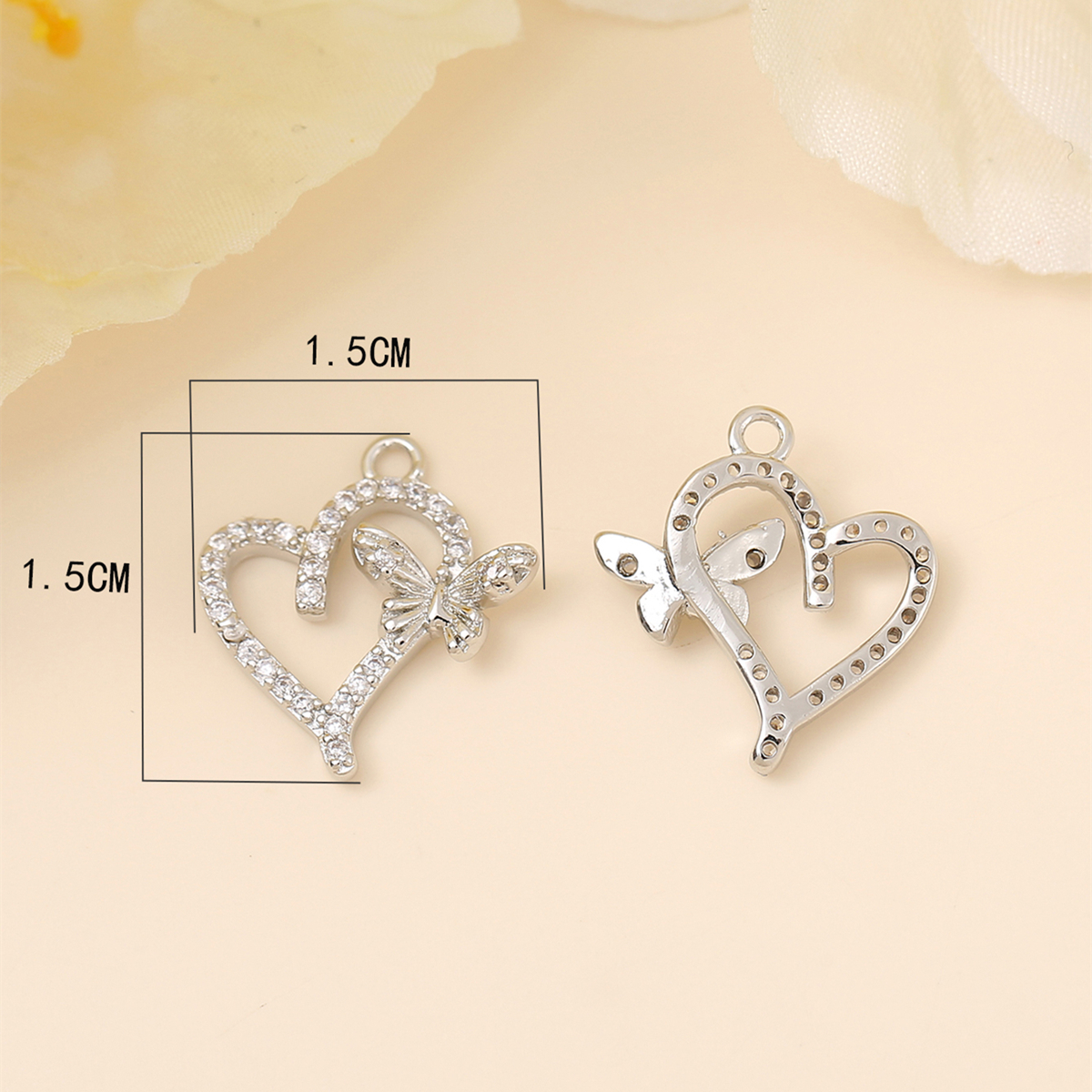 Style Ig Glamour Romantique Forme De Cœur Papillon Le Cuivre Placage Incruster Zircon Plaqué Or 18k Or Blanc Plaqué Bijoux Accessoires display picture 2