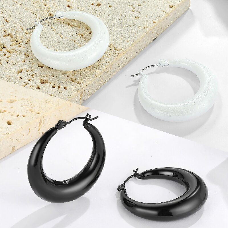 1 Par Estilo Simple Oval Pintura En Aerosol Acero Inoxidable 304 Aretes display picture 1