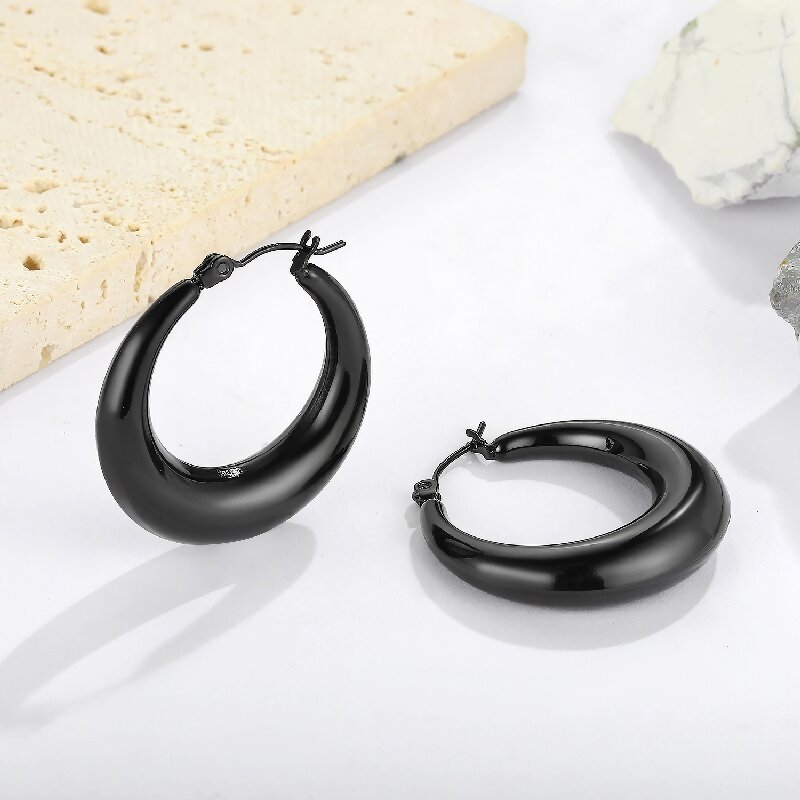 1 Pair Simple Style Oval Spray Paint 304 Stainless Steel Earrings display picture 4