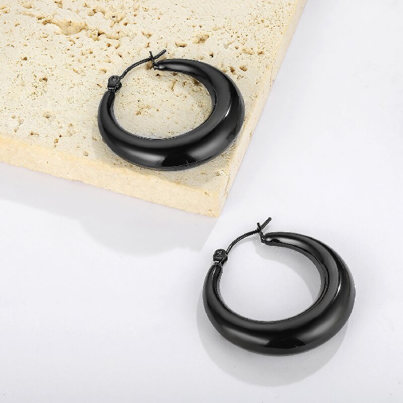 1 Pair Simple Style Oval Spray Paint 304 Stainless Steel Earrings display picture 10