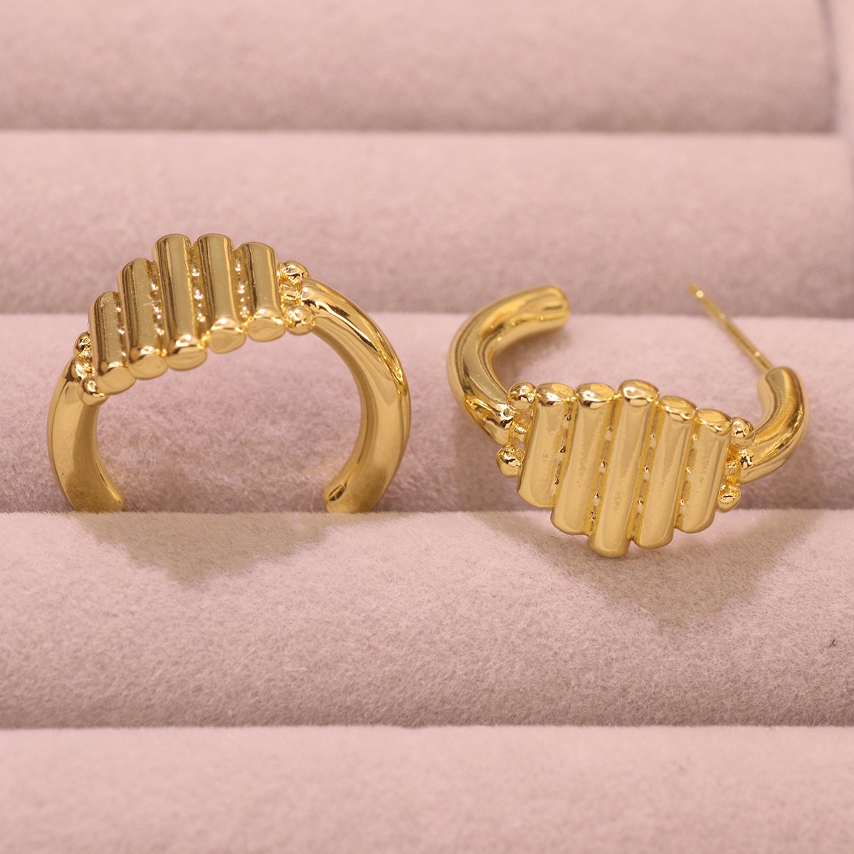 1 Paar Ig-stil Einfacher Stil Überdimensioniert C-form O-form Spiral- Polieren Überzug Kupfer 18 Karat Vergoldet Ohrringe display picture 14