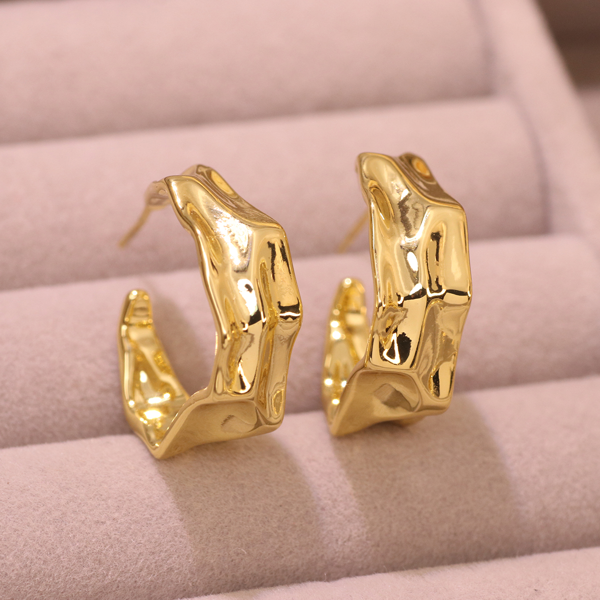 1 Pair Ig Style Simple Style Oversized C Shape O-shape Spiral Polishing Plating Copper 18k Gold Plated Earrings display picture 17