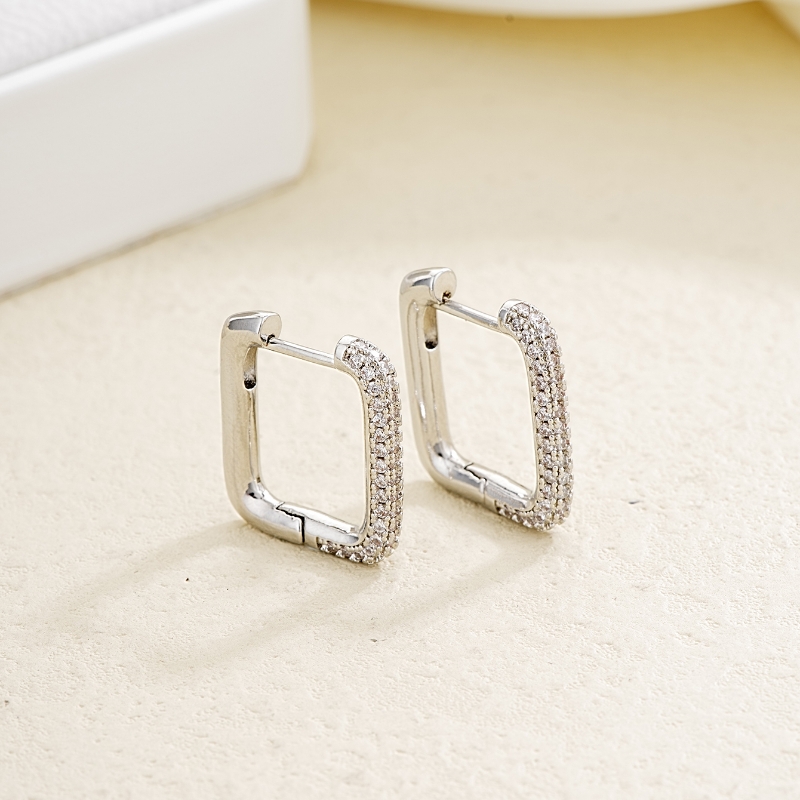 1 Pair Ig Style Simple Style Square Plating Inlay Copper Zircon White Gold Plated Earrings display picture 1
