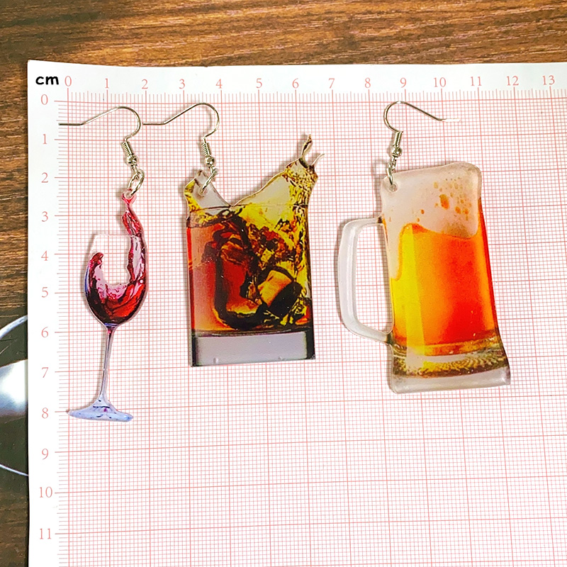 1 Pair Casual Vacation Simple Style Beer Wine Glass Arylic Drop Earrings display picture 2