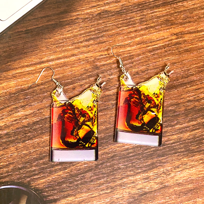 1 Pair Casual Vacation Simple Style Beer Wine Glass Arylic Drop Earrings display picture 4