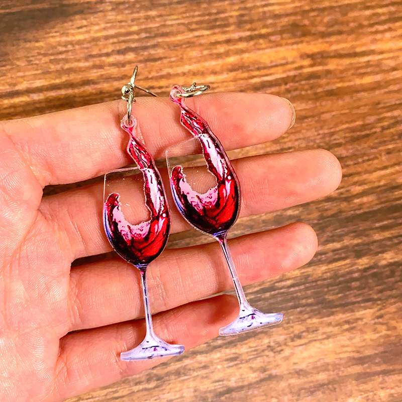 1 Pair Casual Vacation Simple Style Beer Wine Glass Arylic Drop Earrings display picture 6