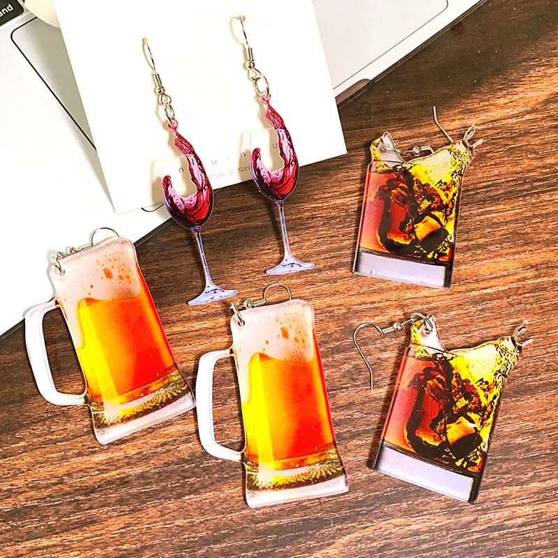 1 Pair Casual Vacation Simple Style Beer Wine Glass Arylic Drop Earrings display picture 8