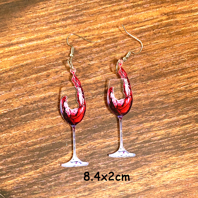 1 Pair Casual Vacation Simple Style Beer Wine Glass Arylic Drop Earrings display picture 7