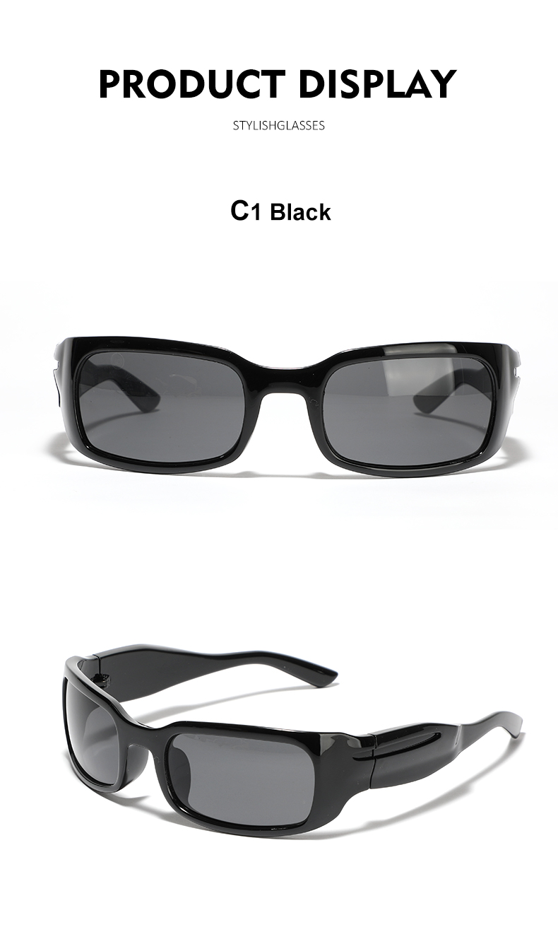 ريترو كتلة اللون تيار متردد مربع اطار كامل الرجال النظارات الشمسية display picture 3