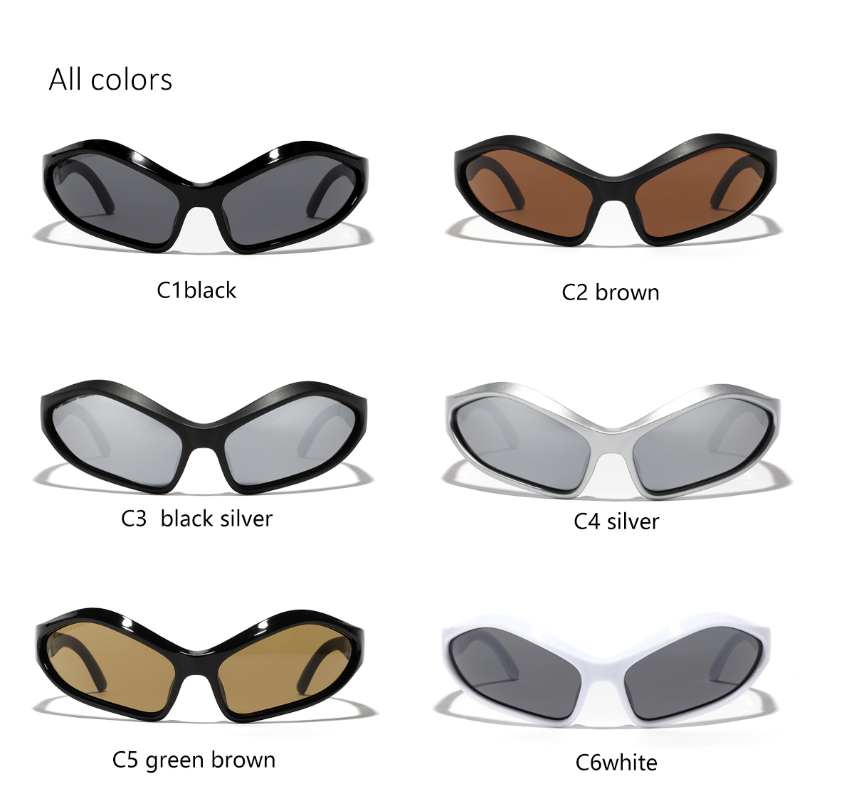 Y2k Retro Punk Solid Color Pc Special-shaped Mirror Full Frame Men's Sunglasses display picture 2