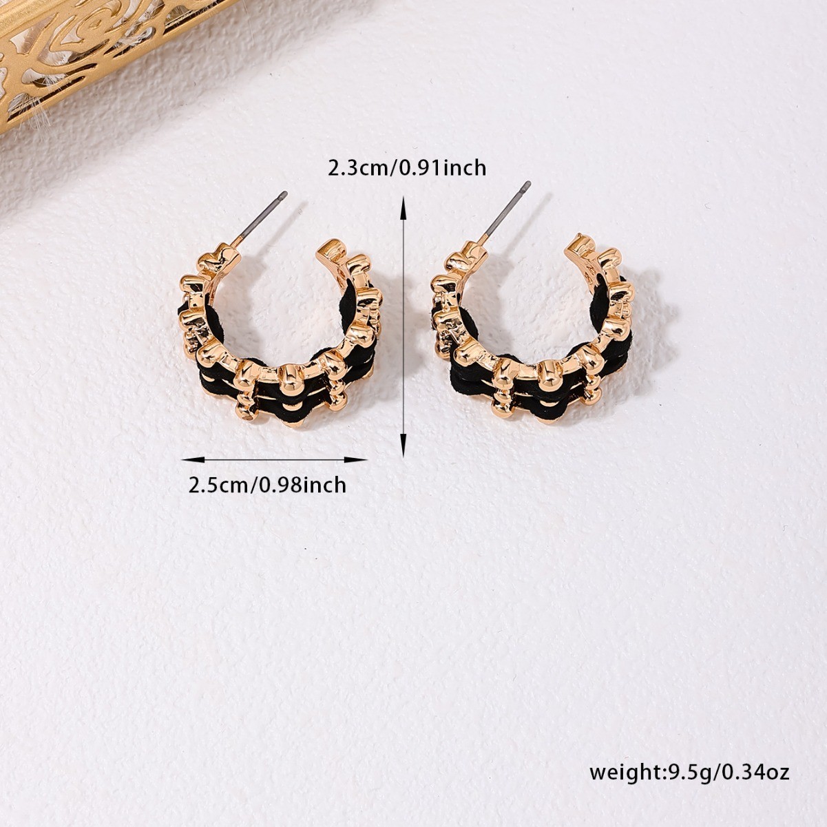 1 Pair Ig Style Elegant Romantic C Shape Woven Belt Alloy Ear Studs display picture 1