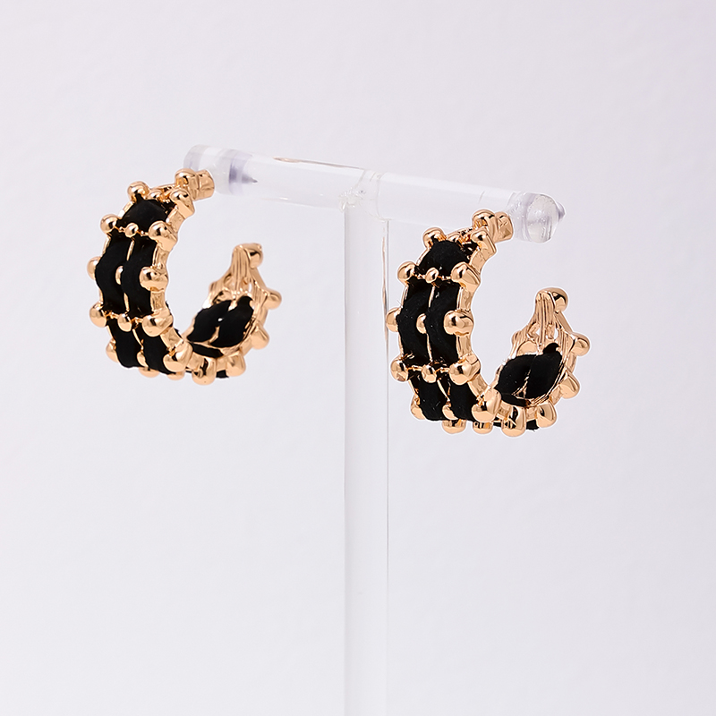 1 Pair Ig Style Elegant Romantic C Shape Woven Belt Alloy Ear Studs display picture 2