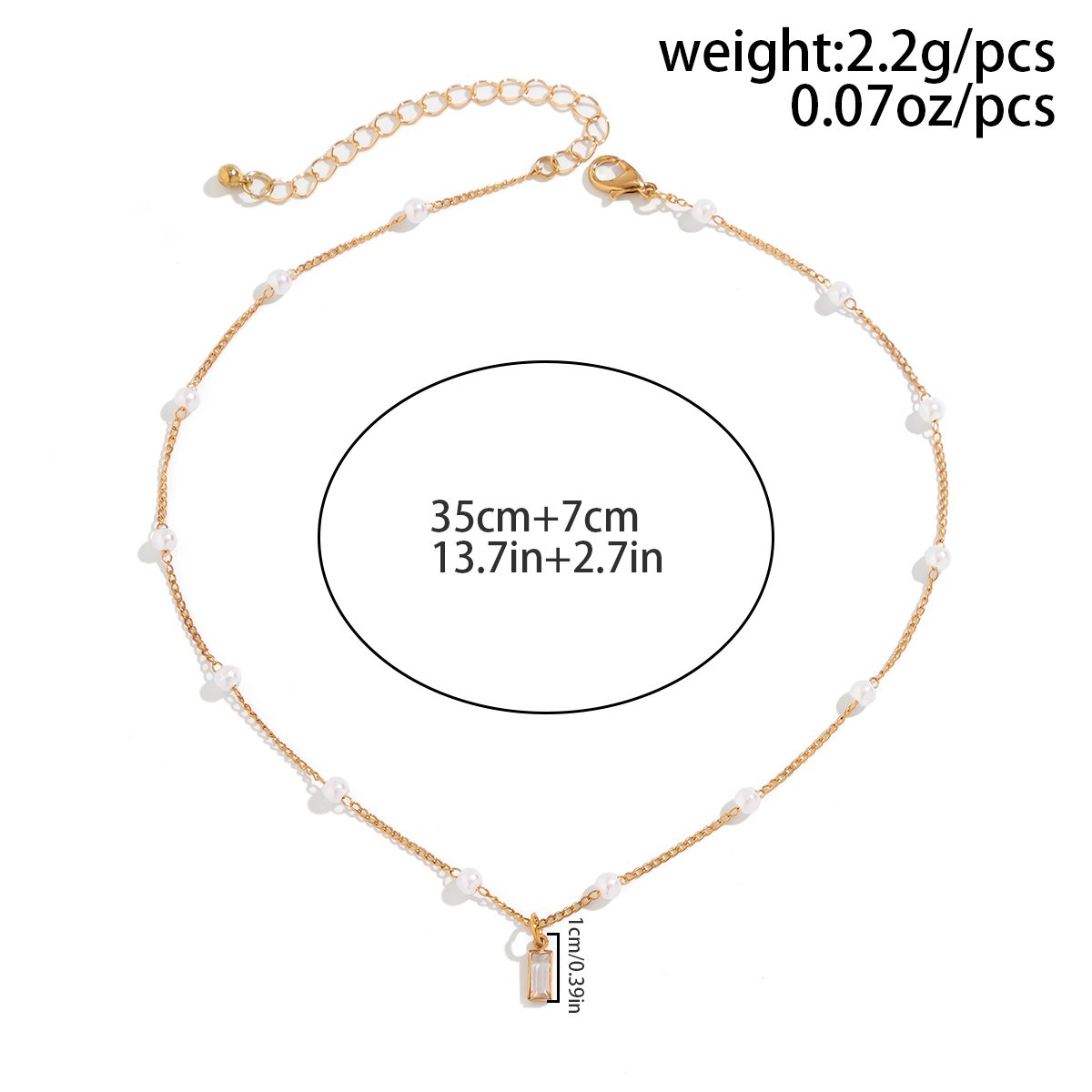 Retro Simple Style Classic Style Rectangle Zircon Imitation Pearl Copper Wholesale Pendant Necklace display picture 1