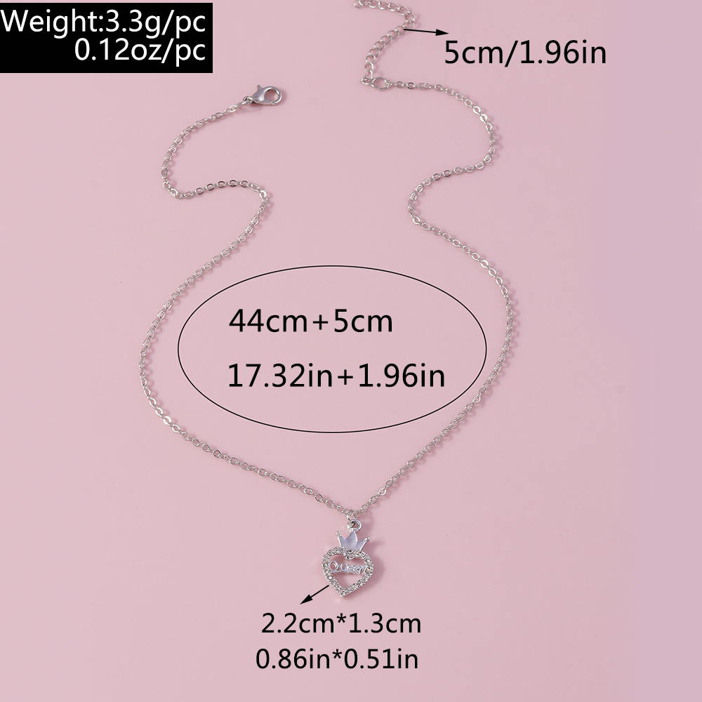 Simple Style Heart Shape Zinc Alloy Inlay Glass Women's Pendant Necklace display picture 1