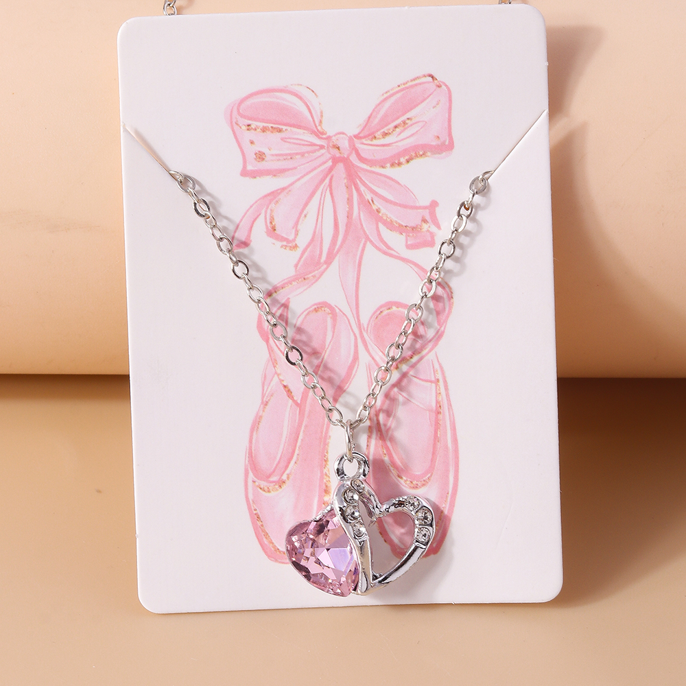 Einfacher Stil Herzform Zinklegierung Inlay Glas Frau Halskette Mit Anhänger display picture 7