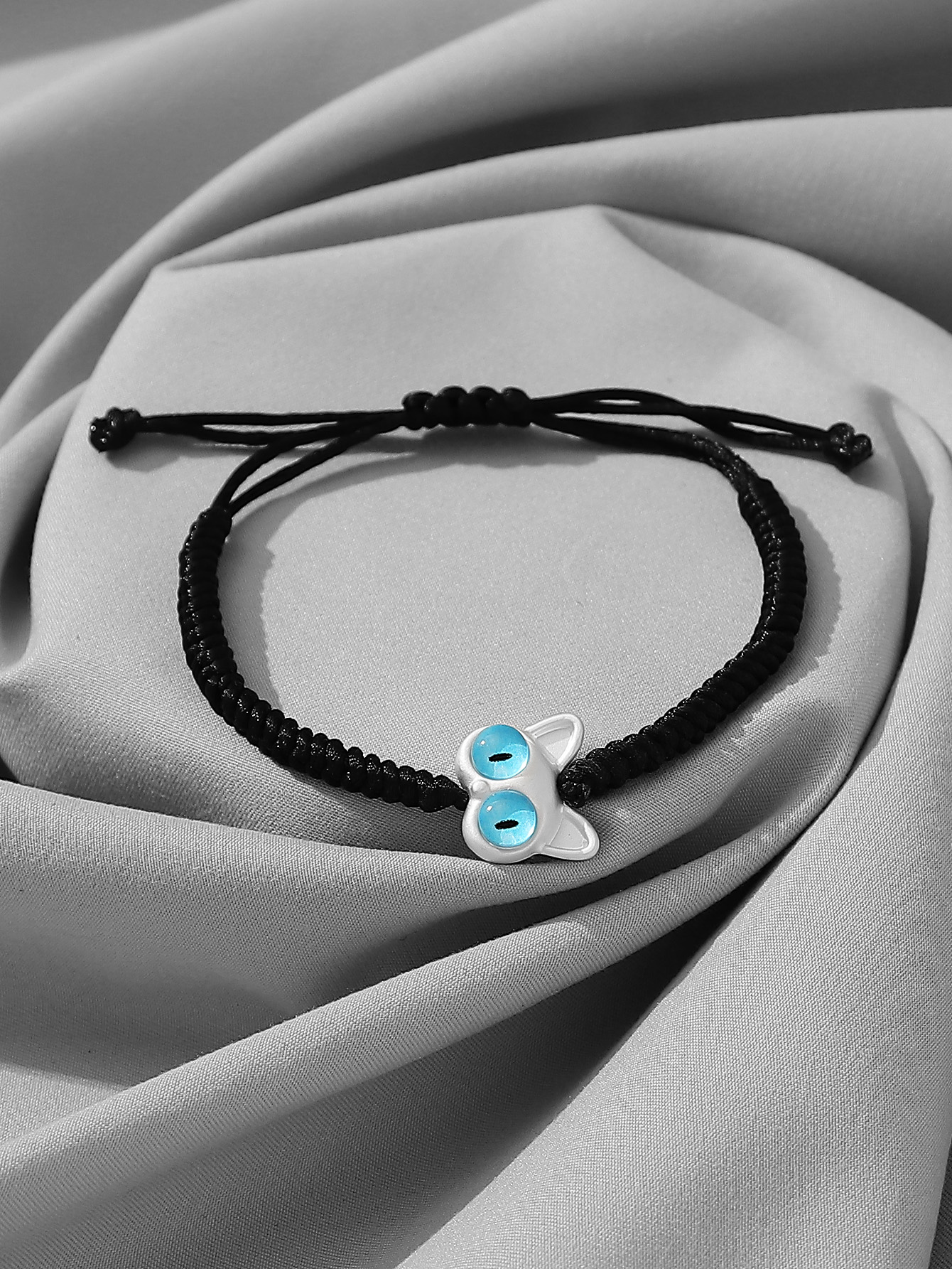 Casual Cute Funny Cat Synthetic Resin Synthetic Fibre Alloy Inlay Resin Couple Drawstring Bracelets display picture 5