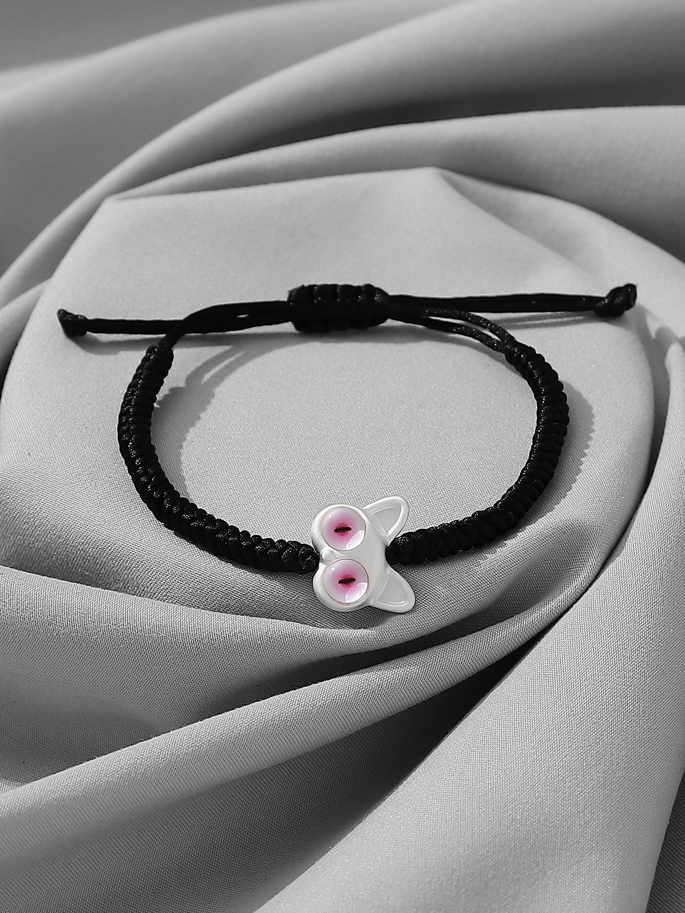 Casual Cute Funny Cat Synthetic Resin Synthetic Fibre Alloy Inlay Resin Couple Drawstring Bracelets display picture 8