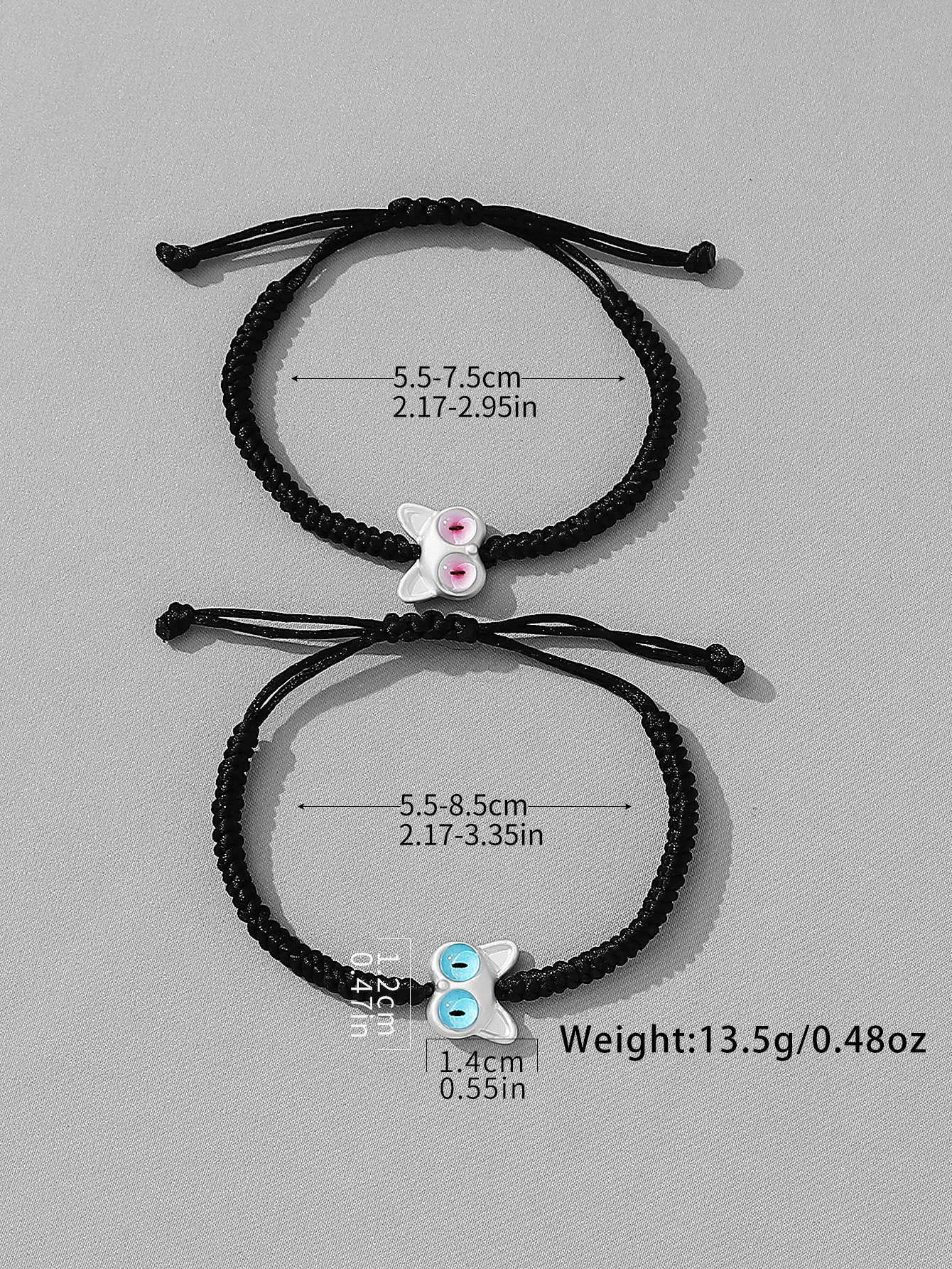 Casual Cute Funny Cat Synthetic Resin Synthetic Fibre Alloy Inlay Resin Couple Drawstring Bracelets display picture 6