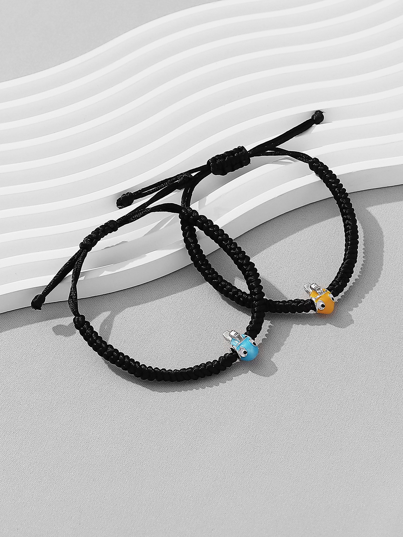 Casual Cute Funny Fish Synthetic Fibre Alloy Knitting Enamel Couple Drawstring Bracelets display picture 4