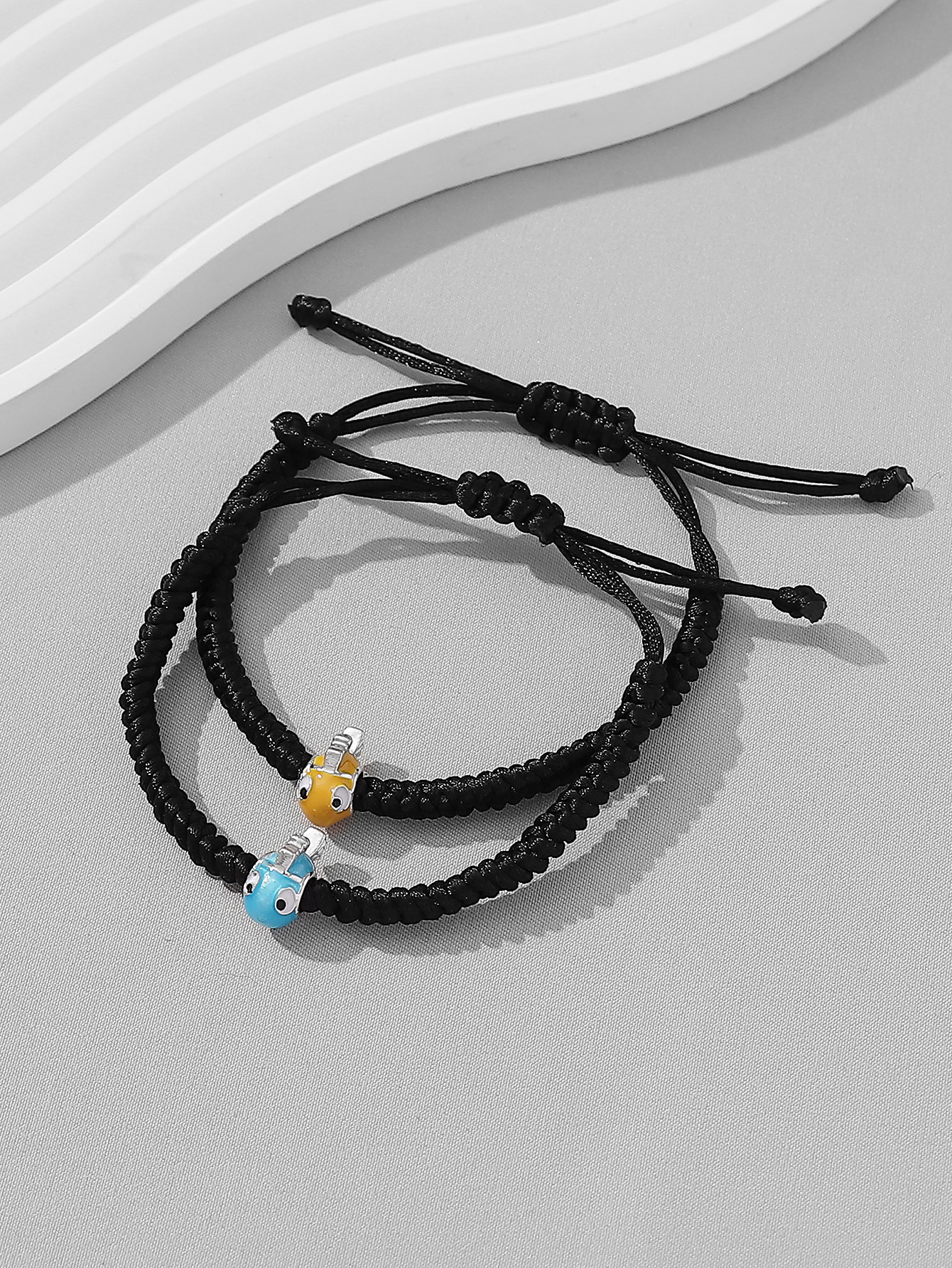 Casual Cute Funny Fish Synthetic Fibre Alloy Knitting Enamel Couple Drawstring Bracelets display picture 5