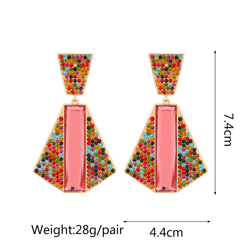 1 Pair Exaggerated Shiny Geometric Plating Inlay Zinc Alloy Rhinestones Glass Drop Earrings display picture 1