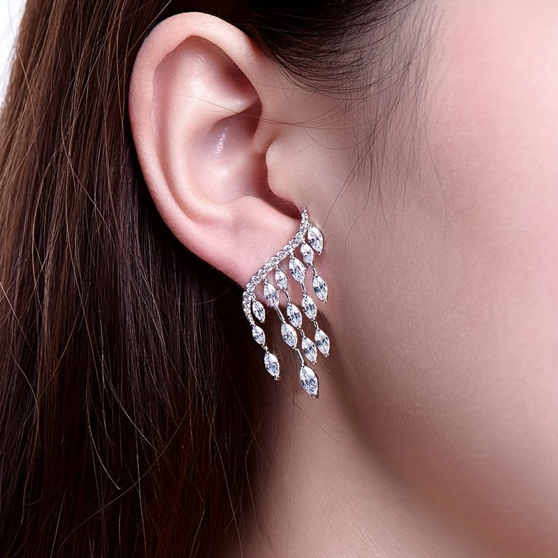 1 Pair Simple Style Shiny Wings Plating Inlay Alloy Zircon Silver Plated Ear Studs display picture 2