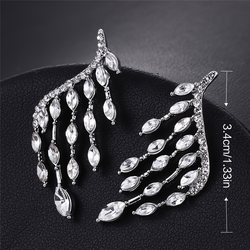 1 Pair Simple Style Shiny Wings Plating Inlay Alloy Zircon Silver Plated Ear Studs display picture 4