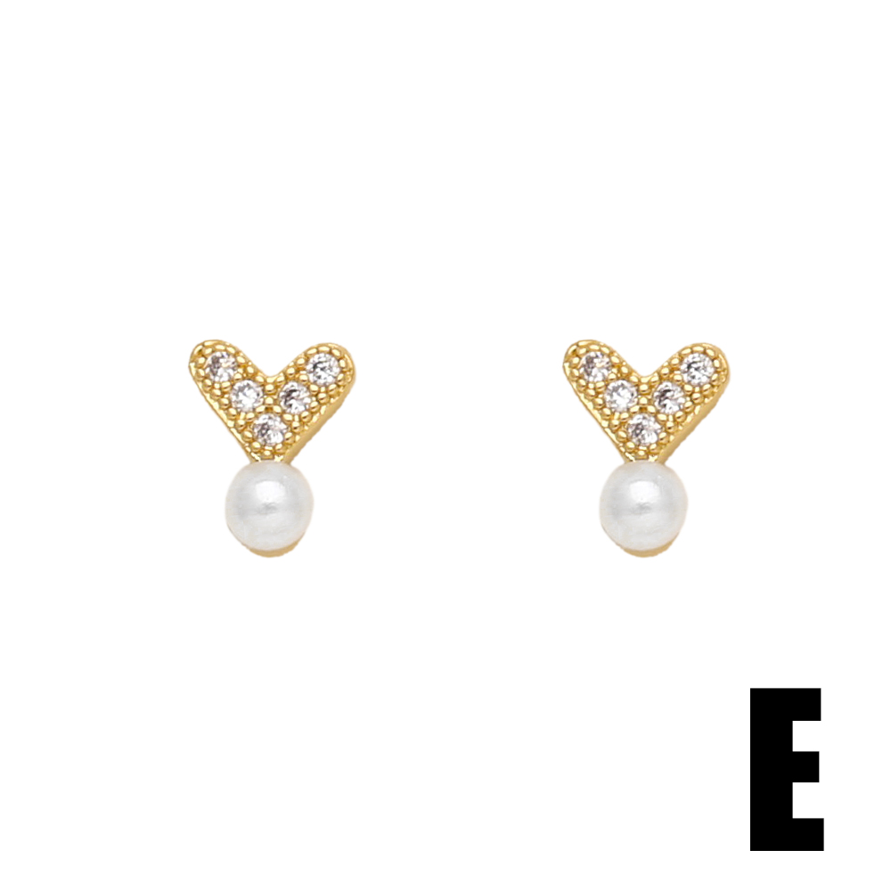1 Pair Modern Style Simple Style Rabbit Flower Bow Knot Plating Inlay Copper Pearl Zircon 18k Gold Plated Ear Studs display picture 7