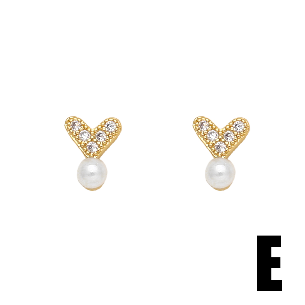 1 Paire Style Moderne Style Simple Lapin Fleur Noeud D'arc Placage Incruster Le Cuivre Perle Zircon Plaqué Or 18k Boucles D'oreilles display picture 7