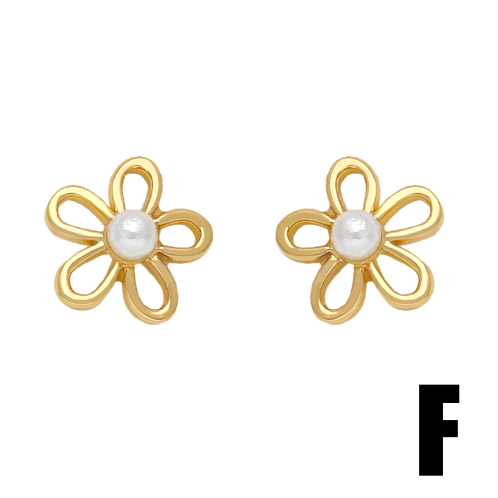 1 Pair Modern Style Simple Style Rabbit Flower Bow Knot Plating Inlay Copper Pearl Zircon 18k Gold Plated Ear Studs display picture 9