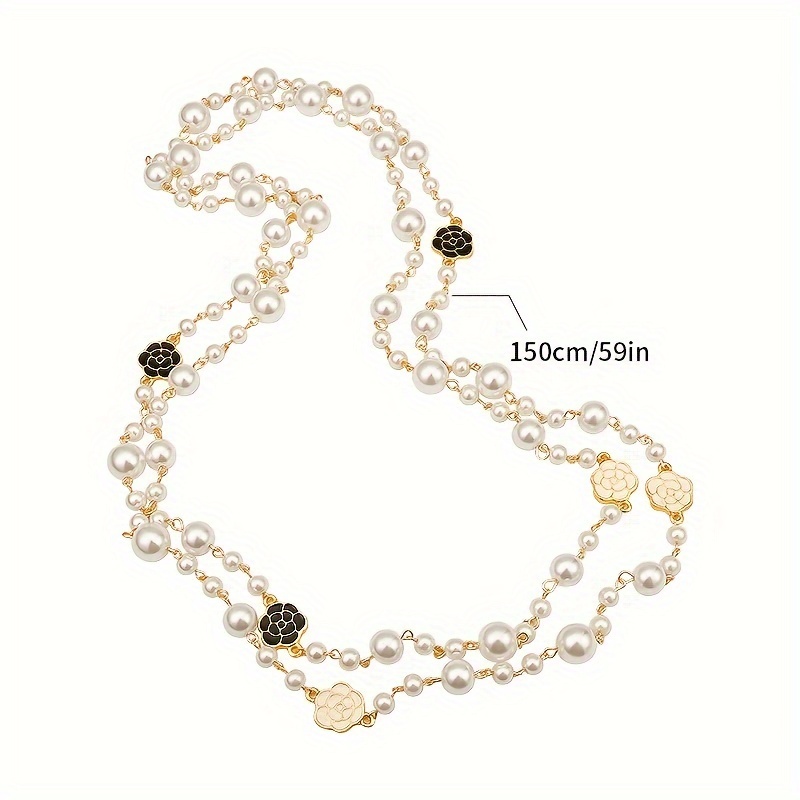 Ig Style Casual Flower Alloy Pearl Women's Sweater Chain Necklace display picture 6