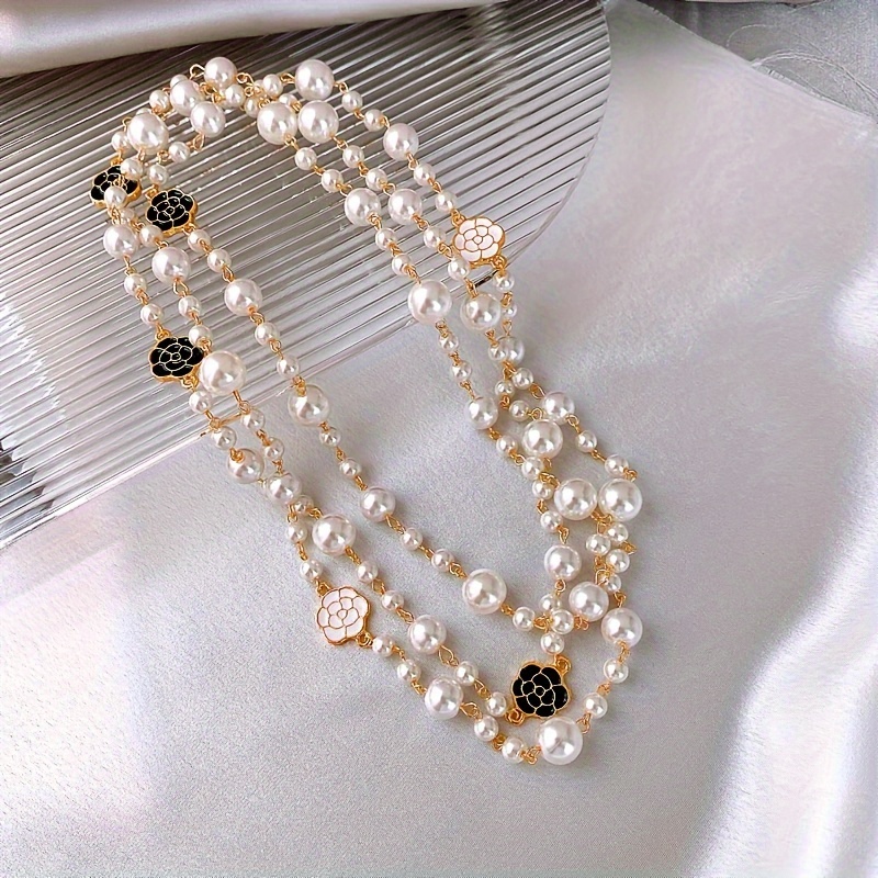 Ig Style Casual Flower Alloy Pearl Women's Sweater Chain Necklace display picture 8
