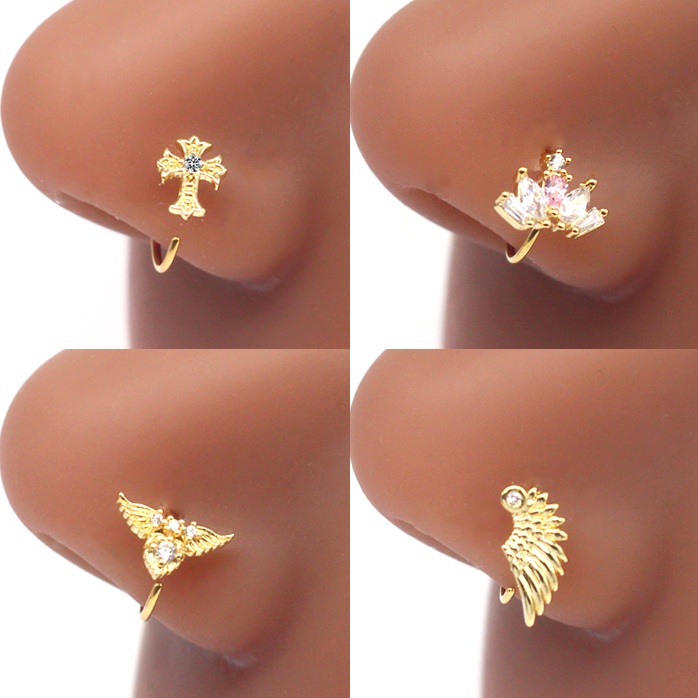 Casual Elegant Star Heart Shape Wings Stainless Steel Copper White Gold Plated Gold Plated Rhinestones Zircon Nose Ring In Bulk display picture 22