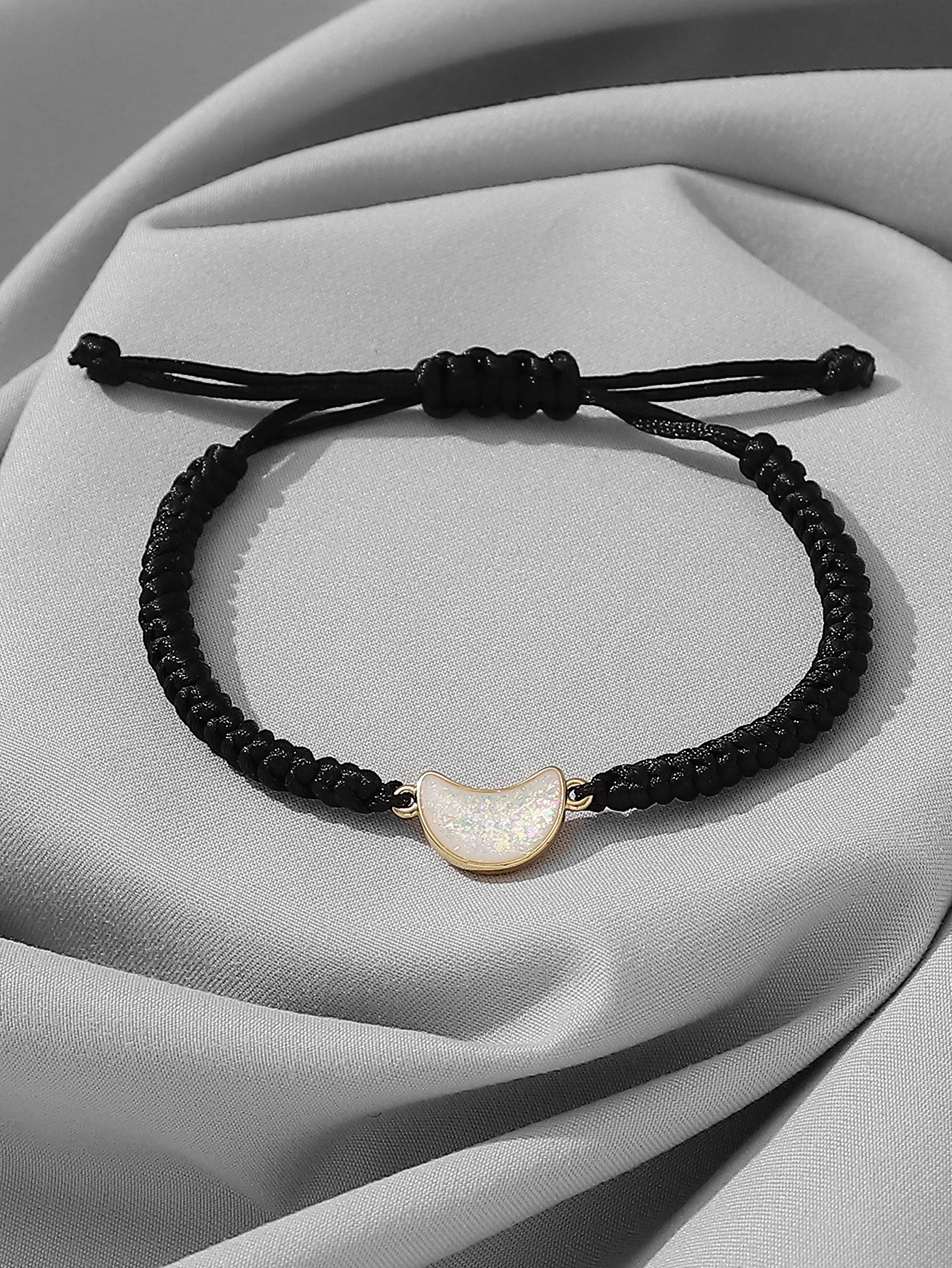Casual Romantic Shiny Moon Heart Shape Sequin Synthetic Resin Alloy Epoxy Couple Drawstring Bracelets display picture 2
