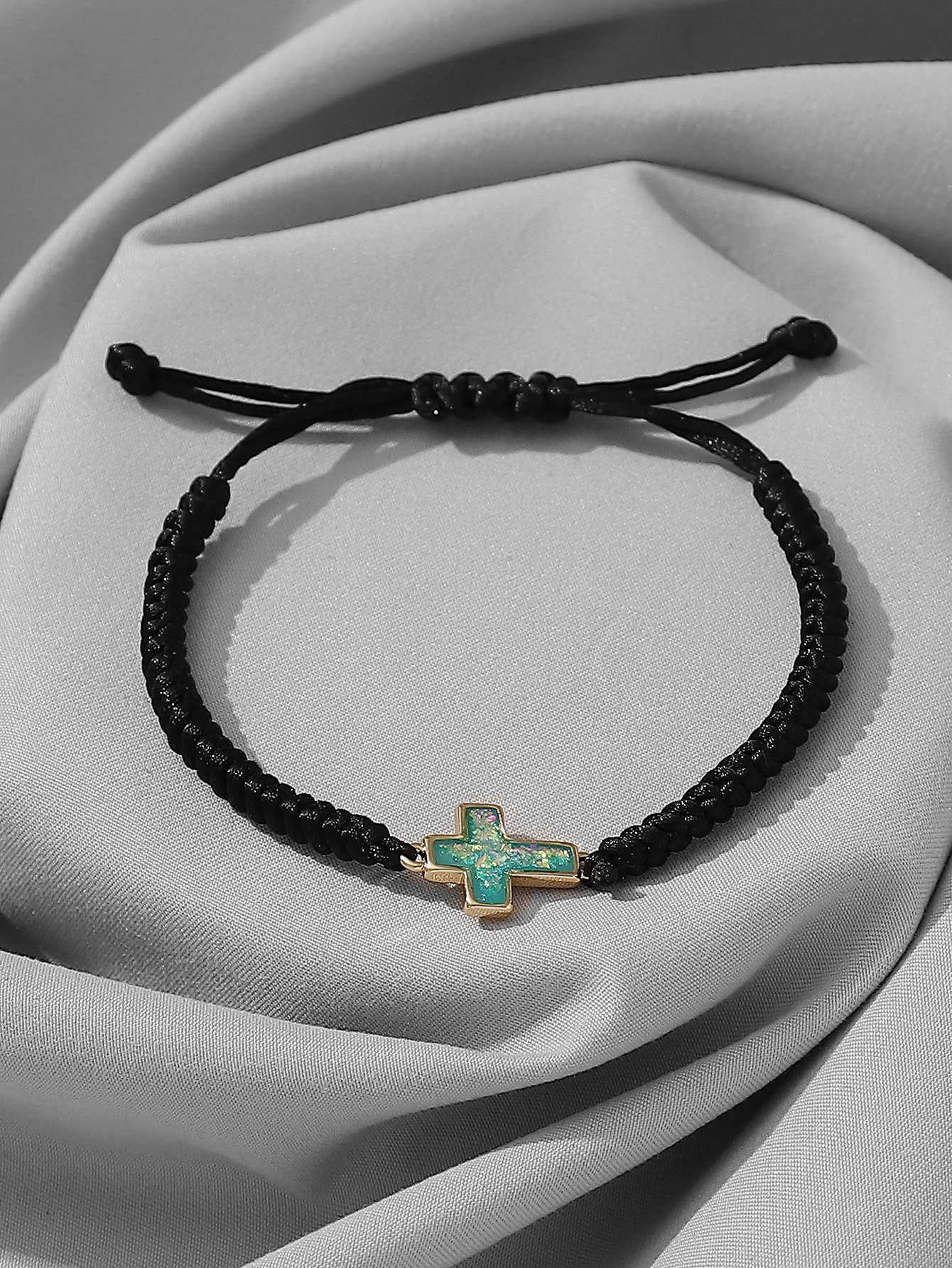 Casual Simple Style Cross Butterfly Sequin Synthetic Fibre Alloy Inlay Resin Unisex Drawstring Bracelets display picture 2