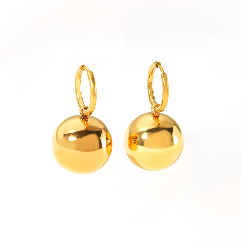 1 Pair IG Style Simple Style Ball Polishing Plating 201 Stainless Steel 18K Gold Plated Drop Earrings display picture 5