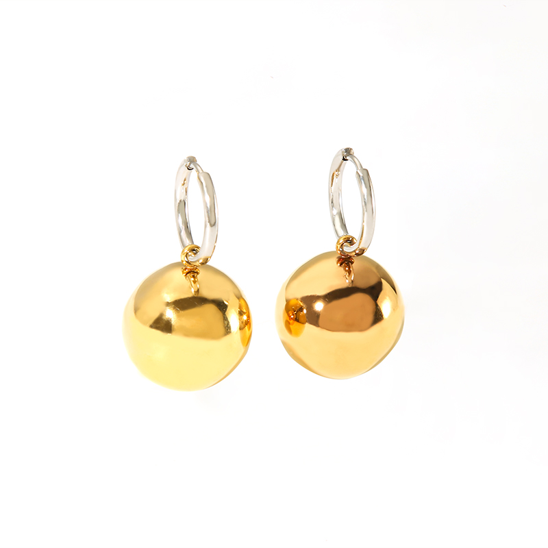 1 Pair IG Style Simple Style Ball Polishing Plating 201 Stainless Steel 18K Gold Plated Drop Earrings display picture 8