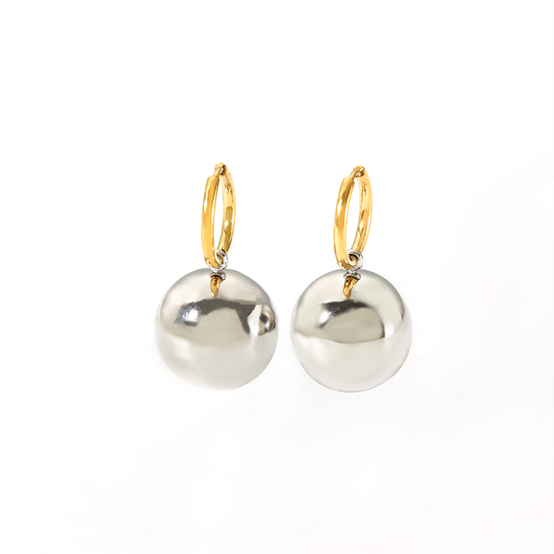 1 Pair IG Style Simple Style Ball Polishing Plating 201 Stainless Steel 18K Gold Plated Drop Earrings display picture 7