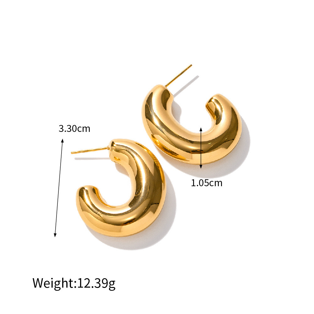 1 Pair Vintage Style Artistic C Shape Plating Stainless Steel 14k Gold Plated Ear Studs display picture 1