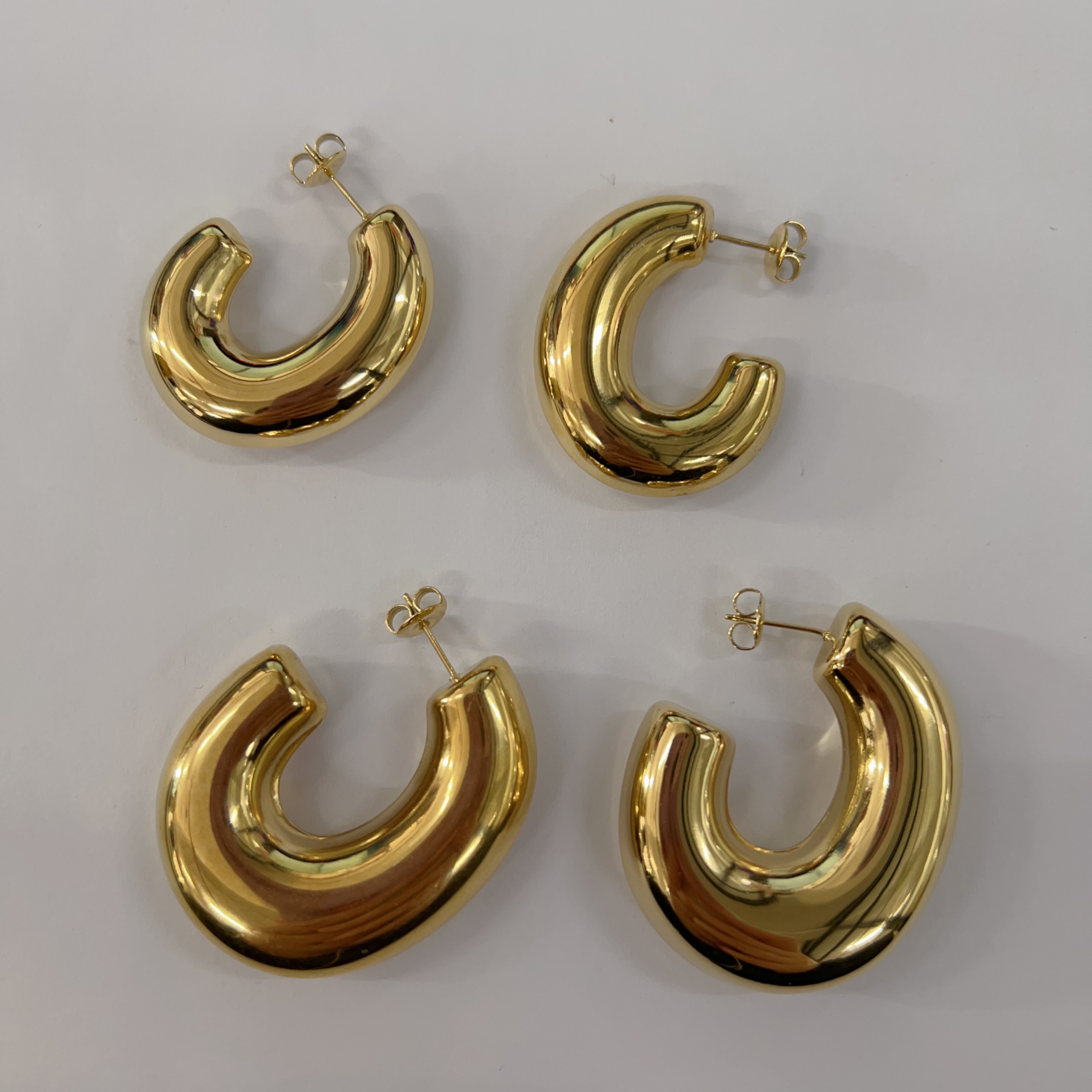 1 Pair Vintage Style Artistic C Shape Plating Stainless Steel 14k Gold Plated Ear Studs display picture 6