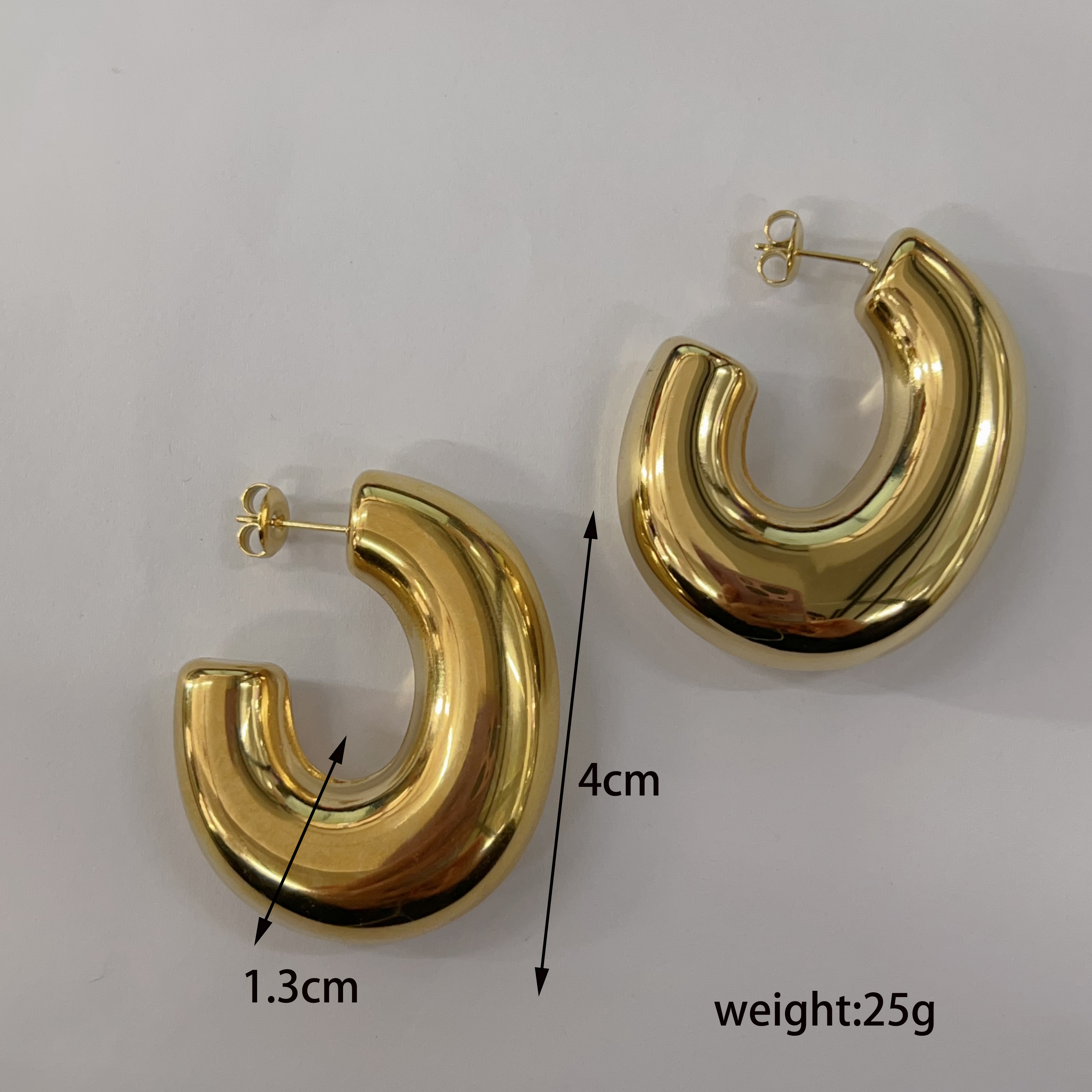 1 Pair Vintage Style Artistic C Shape Plating Stainless Steel 14k Gold Plated Ear Studs display picture 5