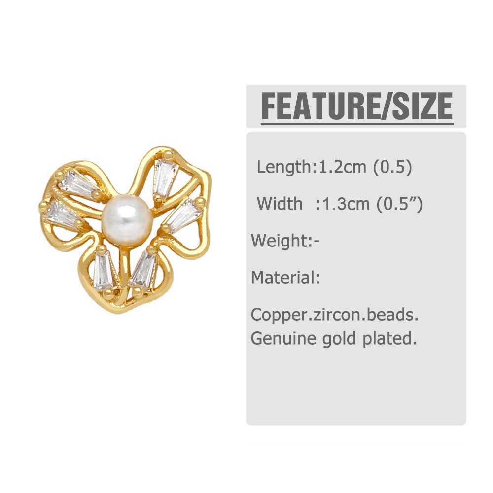 1 Pair Simple Style Star Petal Bee Plating Inlay Copper Zircon 18k Gold Plated Ear Studs display picture 1