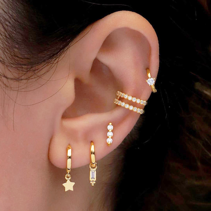 1 Pair Ig Style Shiny Solid Color Plating Inlay Copper Zircon 18k Gold Plated Ear Cuffs display picture 4