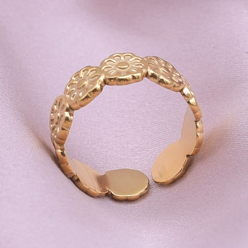 Retro Flower Stainless Steel Polishing Plating Open Rings display picture 9